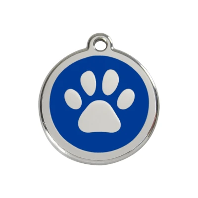 Afbeelding van Paw Print Navy roestvrijstalen hondenpenning medium/gemiddeld dia. 3 cm RedDingo