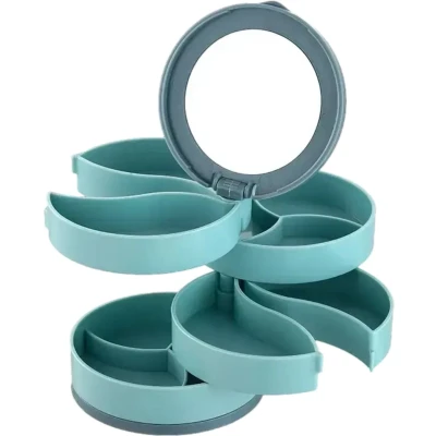Afbeelding van Bodybite Draaibare Sieradendoos Juwelendoos Sieradenhouder Sieraden Organizer Juwelenkistje Blauw LUKSORA