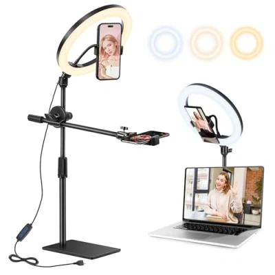 Afbeelding van Saikkl inch led ringlicht met statief mobiele telefoon overhead dimbare tafelringlamp voor YouTube video opnames selfie make up Tik Tok fotografie