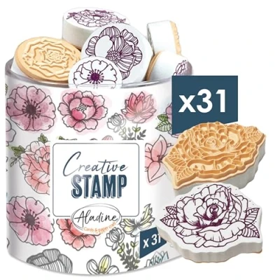 Afbeelding van Aladine Stampo Stempel Set Bloemen 34 stuks