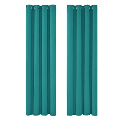 Afbeelding van Deconovo Verduisterende Gordijnen, 2 stuks, Warmte isolerend Gordijn voor Woonkamer met Oogjes, 117x229 cm (B x H), Turquoise