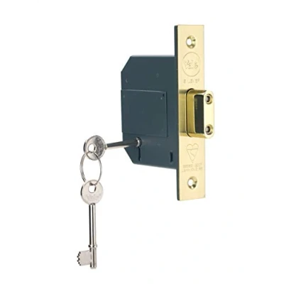 Afbeelding van Yale British Standard 5 Lever Mortice Deadlock, High Security, Visi Pack, geschikt voor buitendeuren, messing afwerking, 64 mm