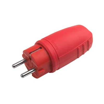 Afbeelding van Meister 7421470 Veiligheidscontactstekker rubber/kunststof rood 250 V 16 A maximale kabeldoorsnede 2,5 mm² IP44 buiten centrale invoer/Schuko stekker met knikbescherming