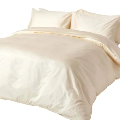 Afbeelding van Homescapes biologisch beddengoed 200 x cm van katoensatijn crème vanille, draaddichtheid 400