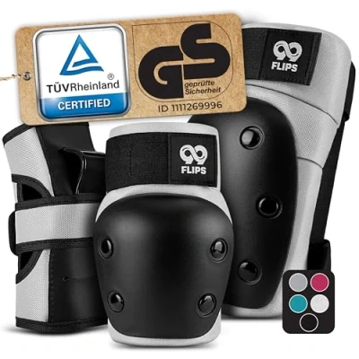 Afbeelding van 99FLIPS Inlineskates voor volwassenen, met GS [set van 6] DIVE M, grijs beschermende inline skates dames kniebeschermers kinderen 12 jaar beschermers, skateboard