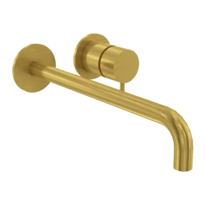 Afbeelding van Waterevolution Flow inbouw wastafelkraan geborsteld messing met uitloop 21cm T116BBB 21