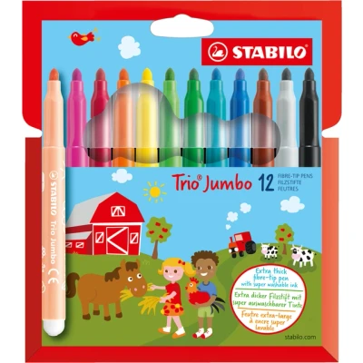 Afbeelding van Viltstift STABILO Trio Jumbo 380/12 extra large assorti etui à 12 stuks
