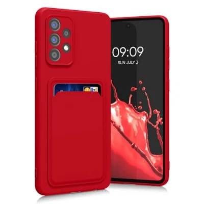 Afbeelding van kwmobile telefoonhoesje geschikt voor Samsung Galaxy A52 / 5G A52s Hoesje met pasjeshouder TPU case in rood