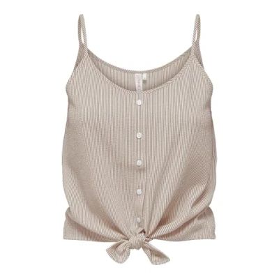 Afbeelding van ONLY Onllecey KNOT Singlet Top, Dames, Maat: Large, Toasted coconut/cloud dancer