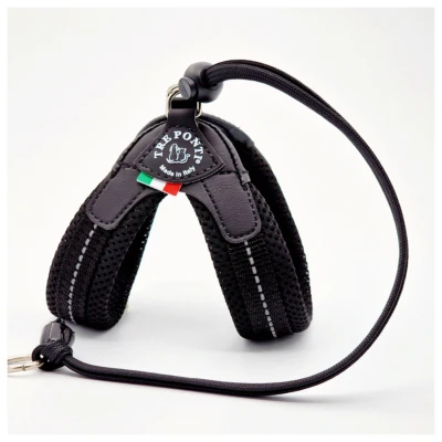 Afbeelding van Tre Ponti Liberta Hondentuig Mesh Zwart&amp;Reflectie Hondenharnas 23 33 cm Tot 3 Kg
