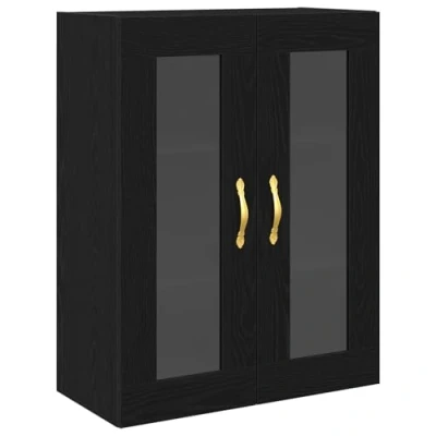 Afbeelding van vidaXL Wandkast Zwart Eiken MDF, Gehard Glas Groot Deuren Buffetkast
