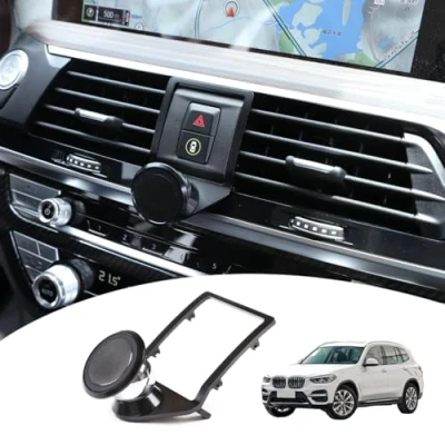 Afbeelding van YIWANG 3 kleuren aluminium legering mobiele telefoon houder trim voor X3 G01 2018 2019, X4 G02 2019 auto accessoires (zwart)