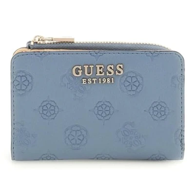 Afbeelding van GUESS portemonnee kaarthoes Phoebe SLG Zip Around Card Case Slate Logo blauwgrijs