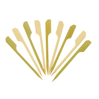 Afbeelding van [100 stuks] 8,9 cm Bamboe Houten Paddle Pickers Satéprikkers voor Cocktails, Snacks, Fruit en Sandwiches