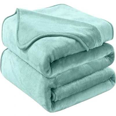 Afbeelding van Plaid Dikke Fleece Deken 150x200 cm licht groen Zacht en Warm Dubbele Beddeken Flanellen Sofa Throw Dubbelzijdig Omkeerbaar