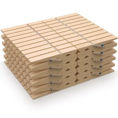 Afbeelding van PORTENTUM Wasknijpers van hout, 100 stuks, natuurlijk, perfect voor wasrek en thuisgebruik, weerbestendig, duurzaam, milieuvriendelijk afmetingen: 7,5 x 1,0 1,3 cm