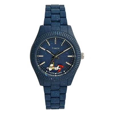 Afbeelding van Timex Peanuts 41 mm herenhorloge blauwe band, wijzerplaat, kast, TW2V53300