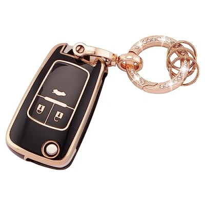 Afbeelding van Koaudb Autosleutel Fob Cover Case Shell Fit voor Vauxhall Opel Astra Insignia Vectra Zafira Meriva Mokka Chevy Holden 2 3 Knoppen Flip Folding Key met Sleutelhanger (R Chv 3F B)