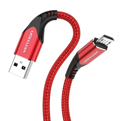 Afbeelding van VENTION Micro USB Kabel Nylon naar Android Oplaadkabel Snel Opladen voor Mobiele Tablet en PS4 Controller Compatibel met Samsung Galaxy Huawei Nexus Kindle (1m, Rood/Zwart)