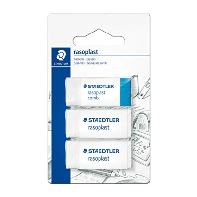 Afbeelding van Staedtler 526 S BK3D gum blisterkaart met 2 rasoplast