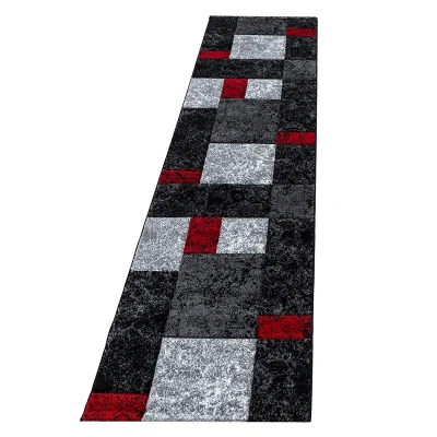 Afbeelding van Moderne Loper Tetris Rood 1330 80x300cm Adana Carpets