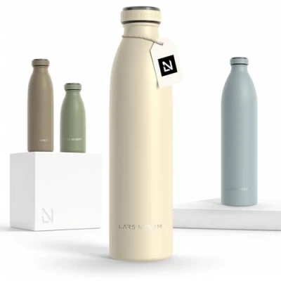 Afbeelding van LARS NYSØM &#039;Ren&#039; Roestvrijstalen drinkfles 750ml BPA vrije geïsoleerde waterfles 0,75 Liter Buttercream