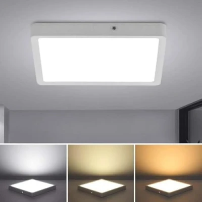 Afbeelding van Combuh LED Plafondlamp met Bewegingssensor en Lichtsensor, 18W 1800LM Sensorplafondlamp Tijdsinstellingen, Ø22,5CM 3000K 6000K Ultradunne Ronde Badkamerplafondlamp voor Gang, Trap, Kelder