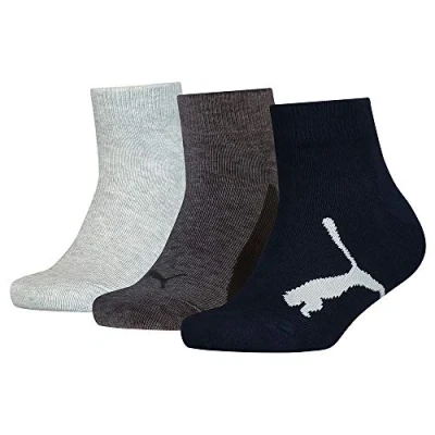 Afbeelding van PUMA kids 3P quartersokken bwt zwart &amp; grijs 23 26