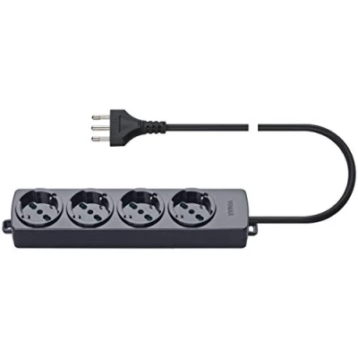 Afbeelding van Vimar 01292.Cc meervoudige stekkerdoos met 4 universele stopcontacten, kabel 2 meter, zwart, 12,8 x 28,6 4,8 cm, 620 gram