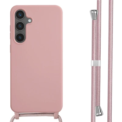 Afbeelding van imoshion hoesje Geschikt voor Samsung Galaxy S24 FE met koord Siliconen roze