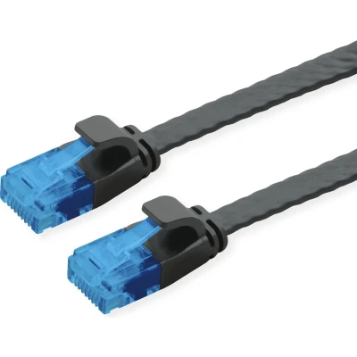 Afbeelding van VALUE UTP patchkabel, Cat.6A (Class EA), extra plat, zwart, 1 m