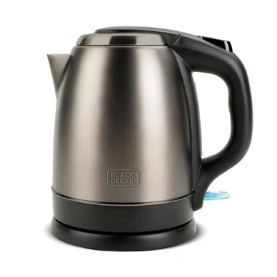 Afbeelding van BLACK+DECKER BXKE2202E Elektrische waterkoker, 2200 W, 1,2 l, 360 graden draaibare basis, geschikt voor linkshandigen, ergonomische handgreep, automatische uitschakeling, zichtbaar waterniveau,