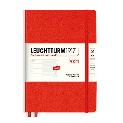 Afbeelding van LEUCHTTURM1917 367699 weekkalender &amp; notitieboek medium (A5) 2024, 12 maanden, Fox Red, Engels
