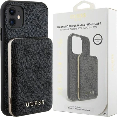 Afbeelding van Guess 4G Metal Logo hoesjeset voor iPhone 11 + 5000mAh MagSafe powerbank zwart