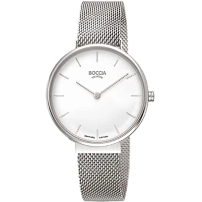 Afbeelding van Boccia 3327 09 Horloge titanium zilverkleurig wit 35 mm