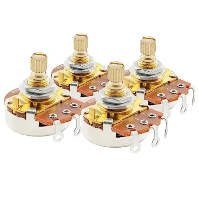 Afbeelding van Musiclily Pro Brass Shaft Full Metric B250K Lineaire Potmeter voor Elektrische Gitaar en Basgitaar (4 Stuks)