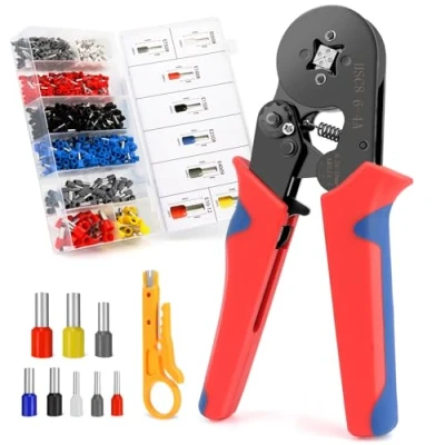 Afbeelding van VFANDV Adereindhulzentangset, zelfinstellend, krimptangen, adereindhulzen, set met 1250 stuks gereedschapsset, krimptang kabelschoenenset voor 0,25 10 mm² (AWG 23 7)