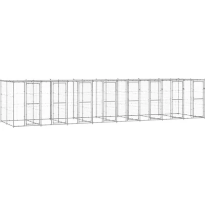 Afbeelding van vidaXL Hondenkennel met dak 19,36 m² gegalvaniseerd staal
