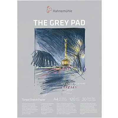 Afbeelding van Hahnemühle The Grey Pad 120 g/m², 30 vellen/60 pagina&#039;s, schetsblok, grijs gekleurd papier (A4)