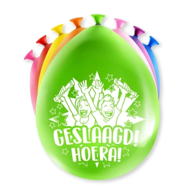 Afbeelding van Ballonnen Geslaagd Hoera 30cm 8 stuks