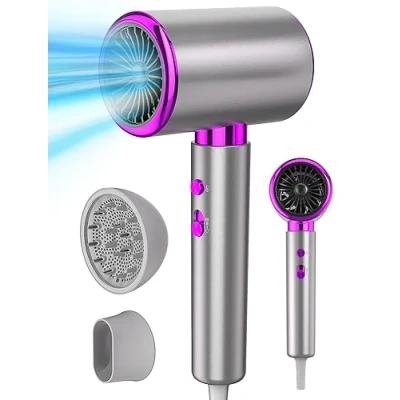 Afbeelding van DMTIVMG Ionische Föhn 2400W Snel Drogend Haarverzorging Praktisch Reisvriendelijk 2 Snelheden 3 Temperaturen Diffuser en Concentrator Geschikt voor Efficiënt Tijdbeheer Studenten Thuis