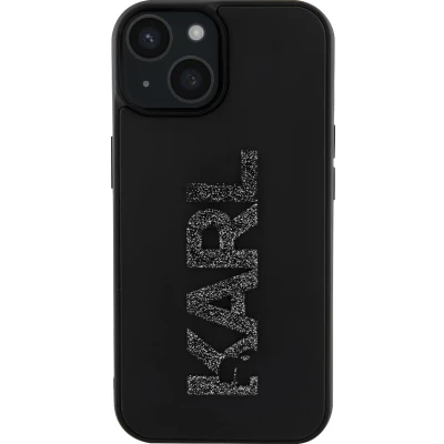 Afbeelding van iPhone 15 Plus Backcase hoesje Karl Lagerfeld Effen Zwart TPU (Zacht)