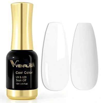 Afbeelding van VENALISA Uv gellak nagellak wit kleuren, gel soak off nagels kleurgel kit parelwit voor nageldesign manicure 12 ml