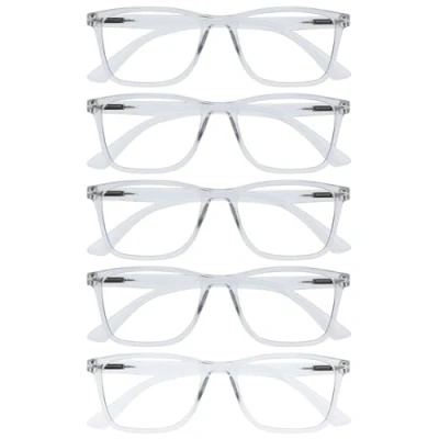 Afbeelding van OPULIZE NYX Blauwlichtfilter Leesbril Dames/Heren Niet verblindend UV400 Veerscharnier Anti vermoeidheid 5 Stuks Rechthoekig montuur Transparant + 3,00