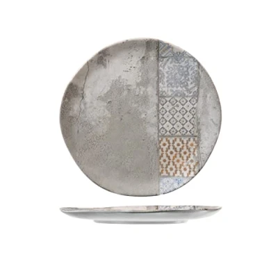 Afbeelding van H&amp;h set 12 piatti piani malaga in stoneware decorato cm 26