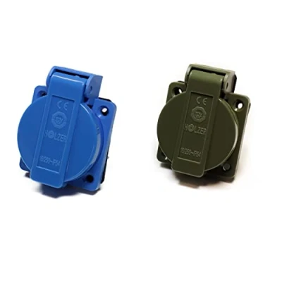 Afbeelding van 8 stuks/inbouwstopcontact, Schuko stopcontact, 16 A met IP54 / + flensafdichting (4 x blauw, 4 olijfgroen)