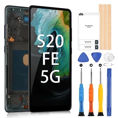 Afbeelding van ARSSLY lcd scherm voor Samsung Galaxy S20 Fe/Galaxy Fe 5G, 6,5 inch display, digitizer, touchscreen, vervanging, montage met gereedschap (zwart frame)