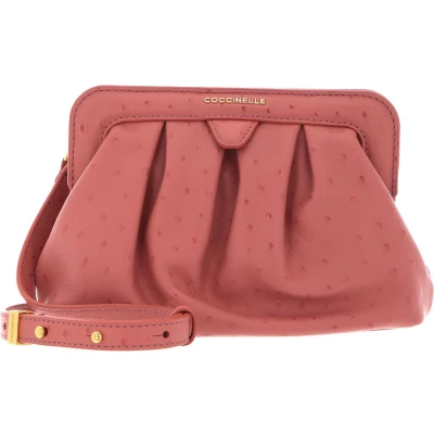 Afbeelding van COCCINELLE Leren Schoudertas Diletta Ostrich Mini Bag Camelia Roze