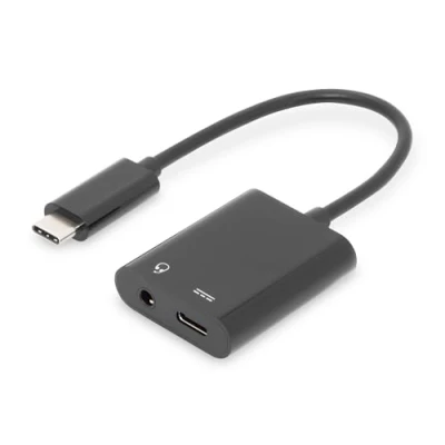 Afbeelding van Digitus Audio Adapterkabel [1x USB C stekker 2x bus, Jackplug female 3,5 mm] AK 300400 002 S Afgeschermd, Afgeschermd (dubbel)