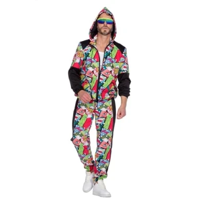Afbeelding van Wilbers &amp; Aso Biker New Kids Kostuum Retro Trainingspak Strip Pop Art Multicolor Medium Carnavalskleding Verkleedkleding